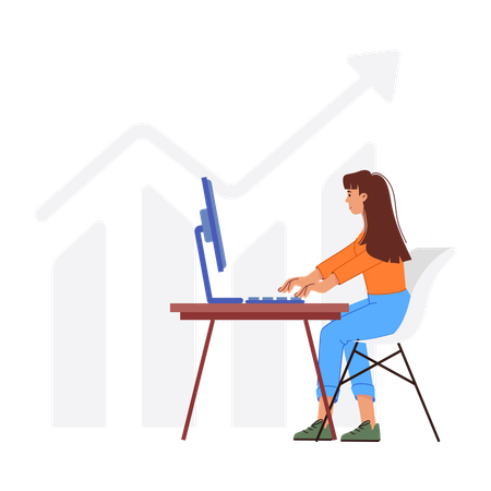 Girl analyzing business graph  Illustration