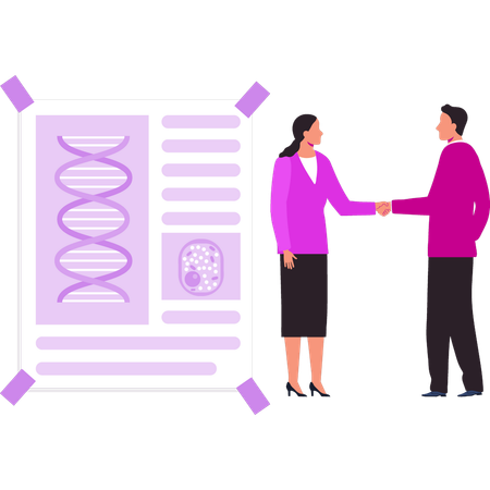 Girl and a boy are talking about DNA  Illustration