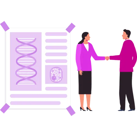 A Girl And A Boy Are Talking About DNA Illustration