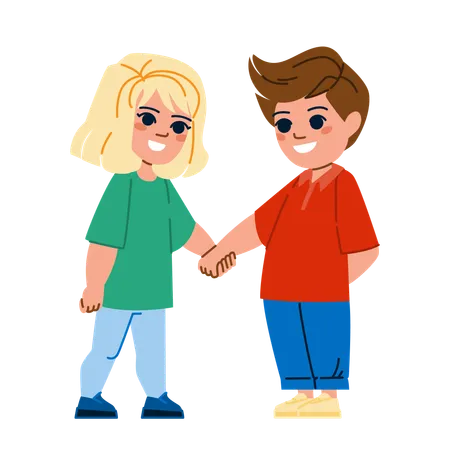 Girl and boy are friends  Illustration