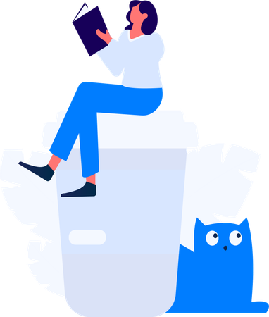 Girl and boy Book Reading  Illustration