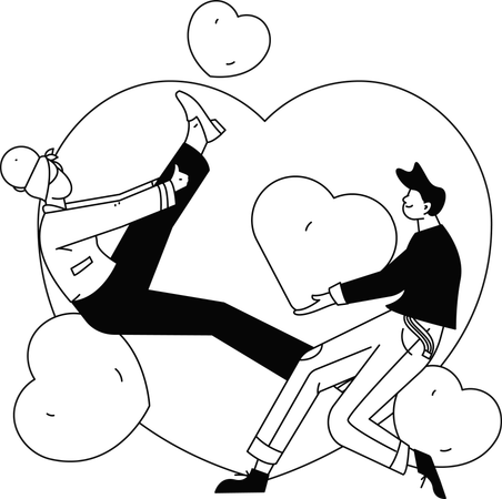 Girl and boy celebrating valentine day  Illustration