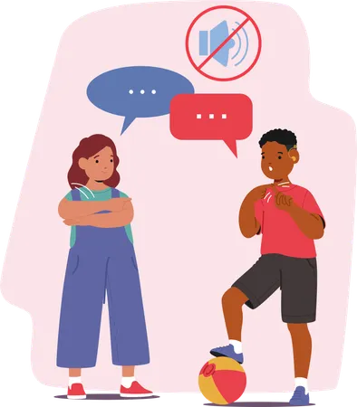 Girl And Boy Communicating In Sign Language  Illustration