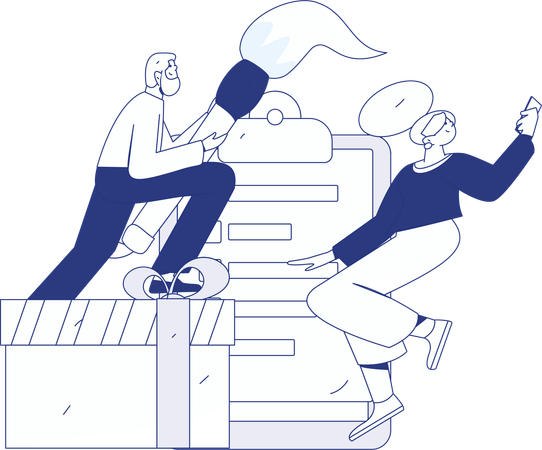Girl and boy doing Customer Analysis  Illustration