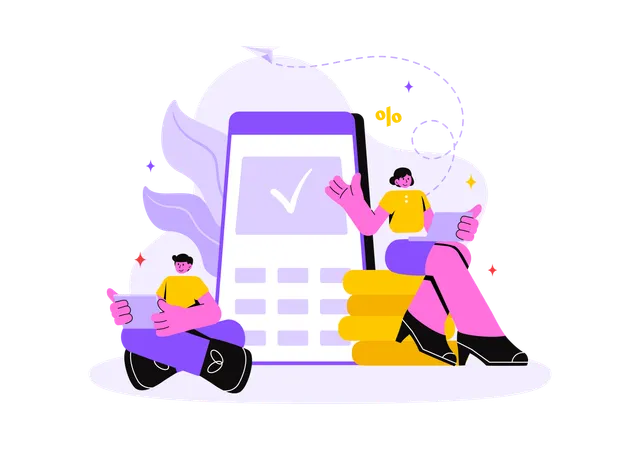 Girl and boy doing online payment  Illustration