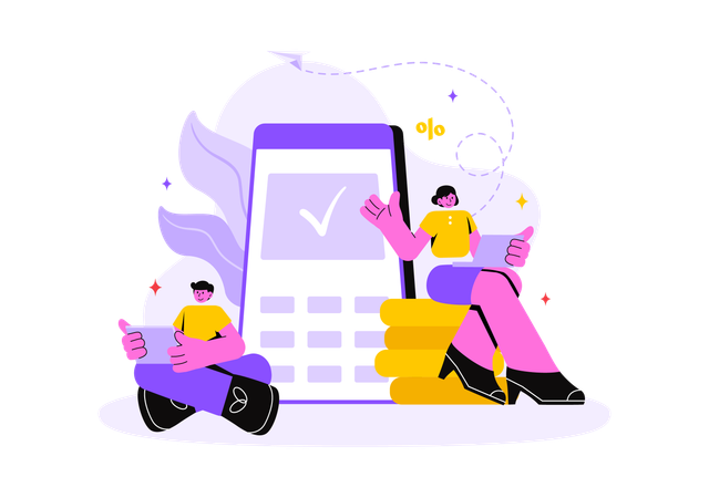 Girl and boy doing online payment  Illustration