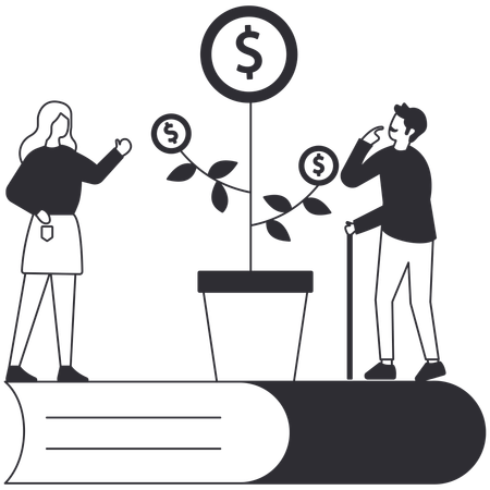 Girl and boy getting Finance eduction  Illustration