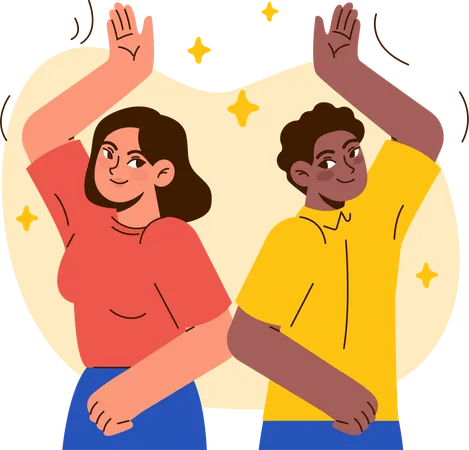 Girl and boy giving pose  Illustration