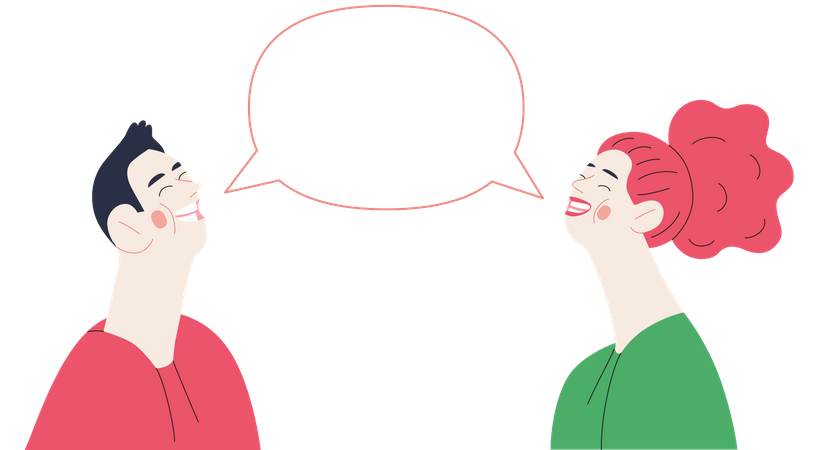 Girl and boy having an funny conversation Illustration