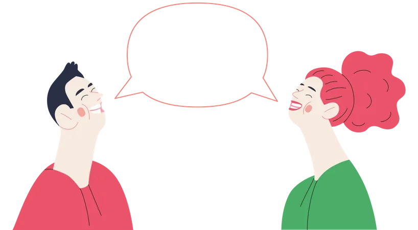 Girl and boy having an funny conversation  Illustration