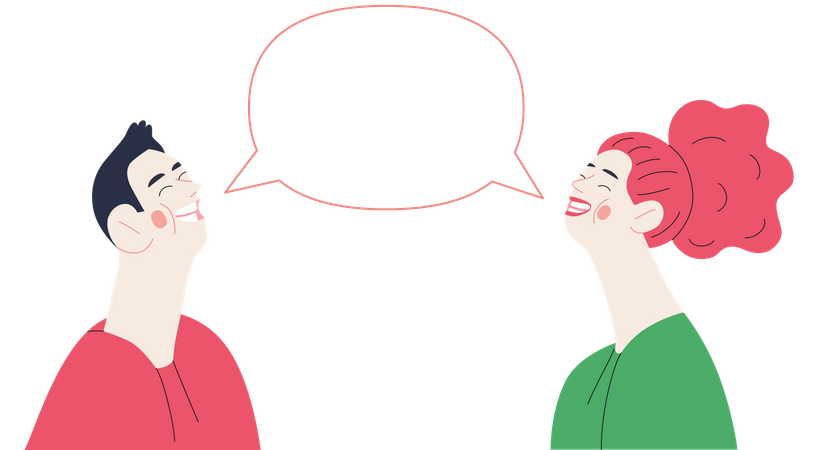 Girl and boy having an funny conversation  Illustration