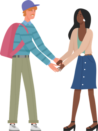 Girl and boy holding hands  Illustration