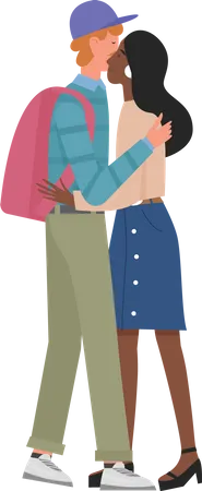 Girl and boy hugging  Illustration