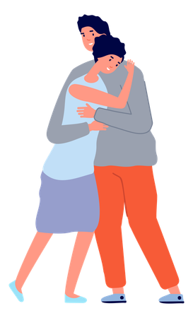 Girl and boy Hugging  Illustration