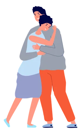 Girl and boy Hugging  Illustration