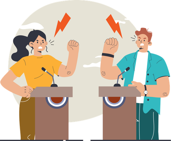 Girl and boy  opposites conflict  Illustration