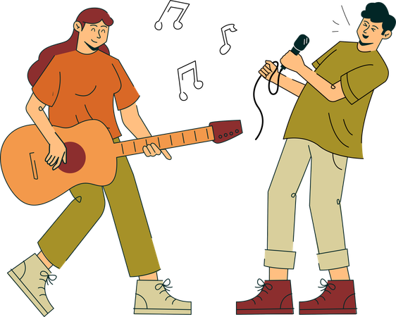 Girl and boy performing on thanks giving day  Illustration