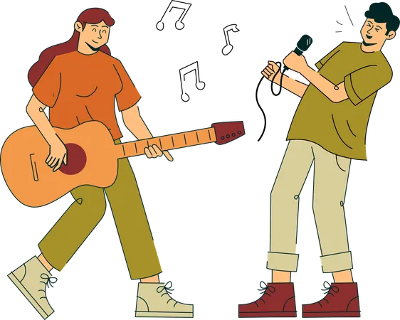 Girl and boy performing on thanks giving day  Illustration