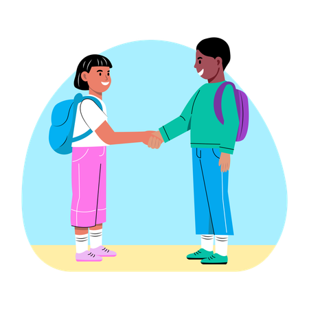 Girl and boy shaking Hands  Illustration
