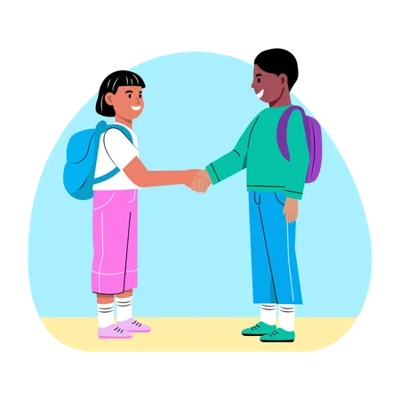 Girl and boy shaking Hands  Illustration