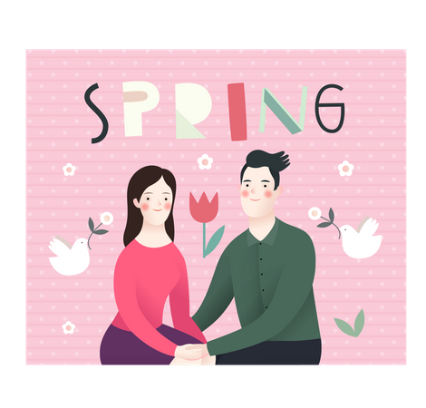 Girl and boy sitting together  Illustration