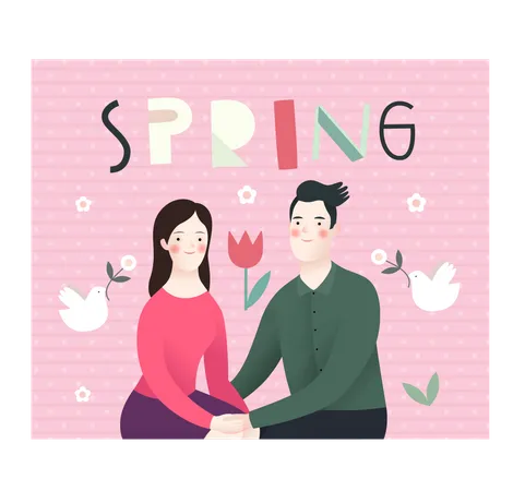 Girl and boy sitting together  Illustration