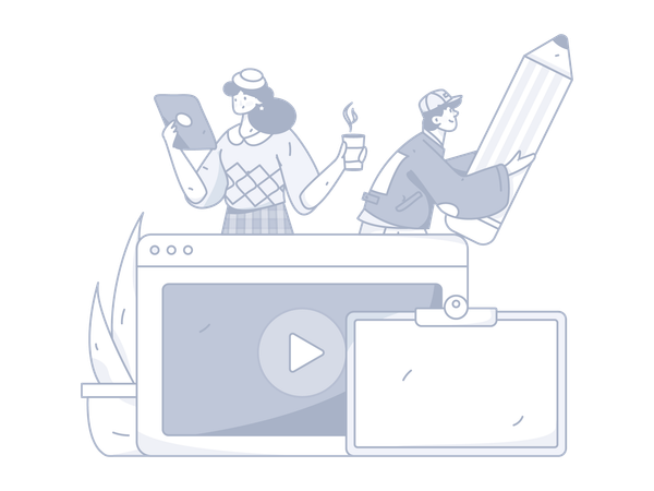 Girl and boy taking Online lecture  Illustration