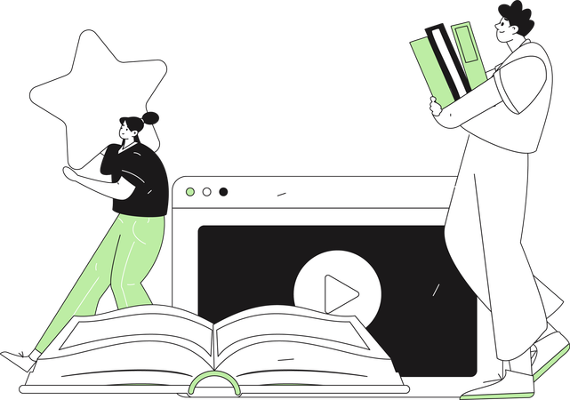 Girl and boy taking virtual class  Illustration