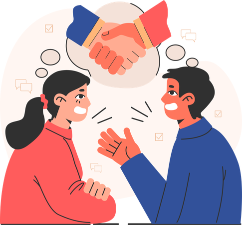 Girl and boy talking about friendship  Illustration