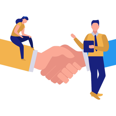 Girl and boy talking about partnership  Illustration
