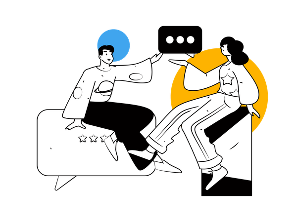 Girl and boy talking comment  Illustration