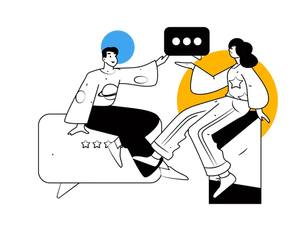 Girl and boy talking comment  Illustration