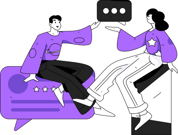 Girl and boy talking comment  Illustration