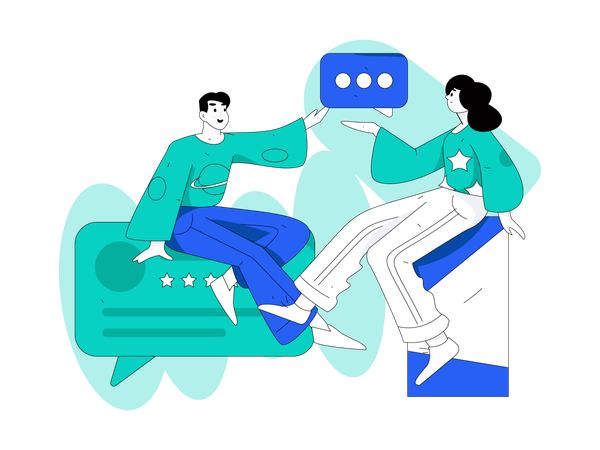 Girl and boy talking comment  Illustration