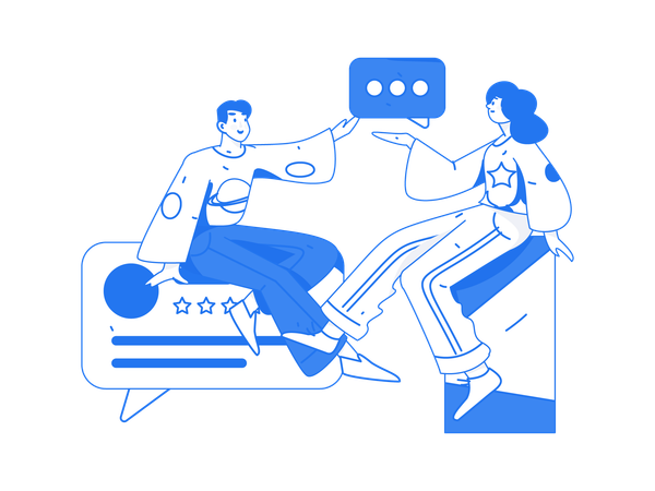 Girl and boy talking comment  Illustration