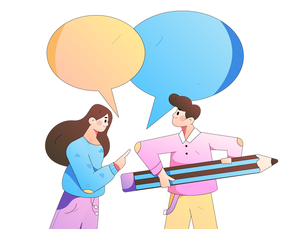 Girl and boy talking together  Illustration