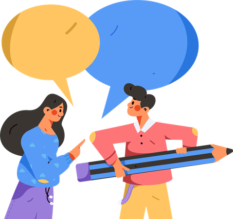 Girl and boy talking together  Illustration