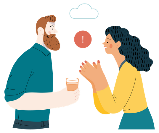 Girl and boy talking with each other  Illustration