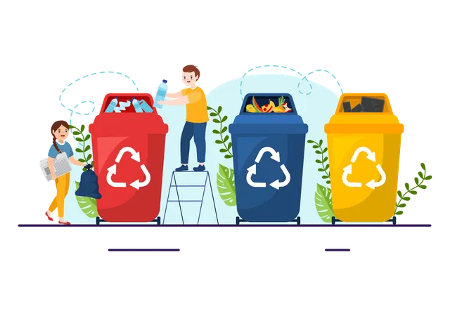 Waste Properly And Correctly Vector Illustration With Demonstration Of Correct Garbage Sorting And Proper Disposal In Flat Cartoon Background Design Illustration