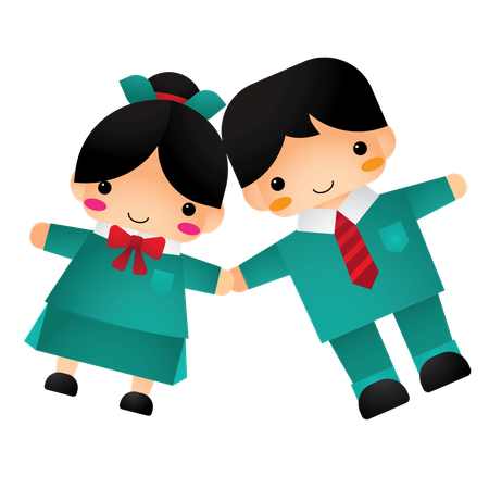 Girl and boy wearing green dress  Illustration