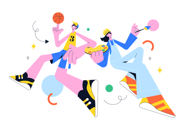 Girl and boys having various skills  Illustration