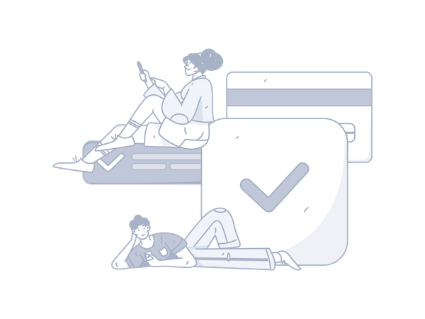 Girl and man doing card payment successfully  Illustration