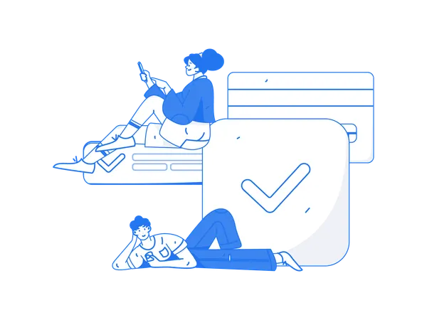 Girl and man doing card payment successfully  Illustration