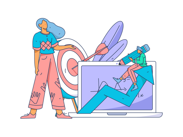 Girl and man doing E learning  Illustration