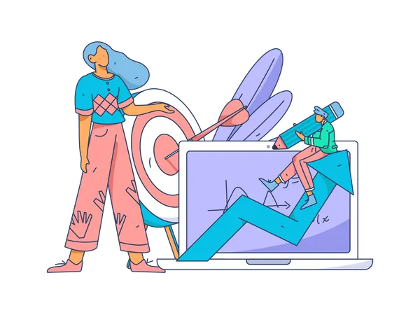 Girl and man doing E learning  Illustration