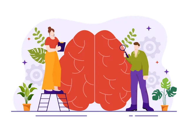 Girl and man doing mental counseling  Illustration