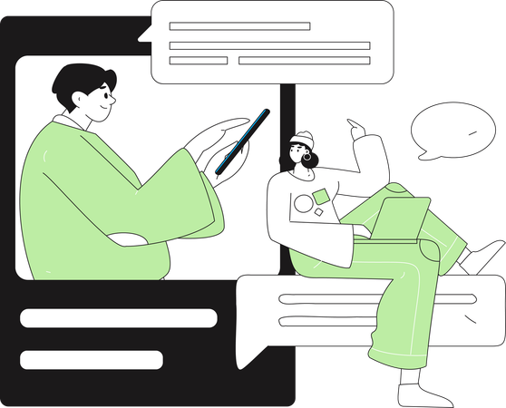 Girl and man doing mobile chatting  Illustration