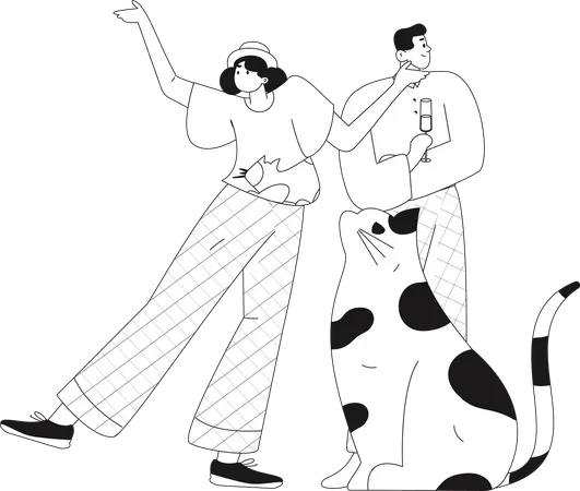 Girl and man enjoying party  Illustration