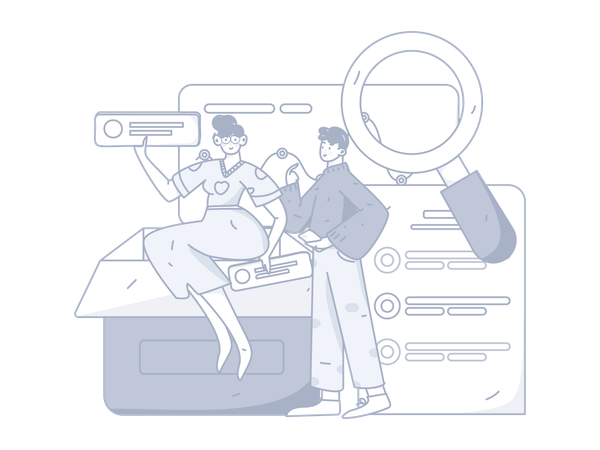 Girl and man finding checklist  Illustration