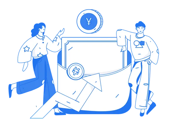 Girl and man getting Finance mail  Illustration